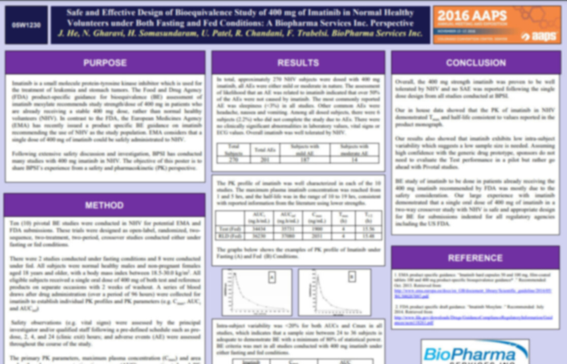 Safe and Effective Design of Bioequivalence Study of 400 mg of Imatinib in Normal Healthy Volunteers under Both Fasting and Fed Conditions-2 Bioequivalence Study of 400 mg of Imatinib