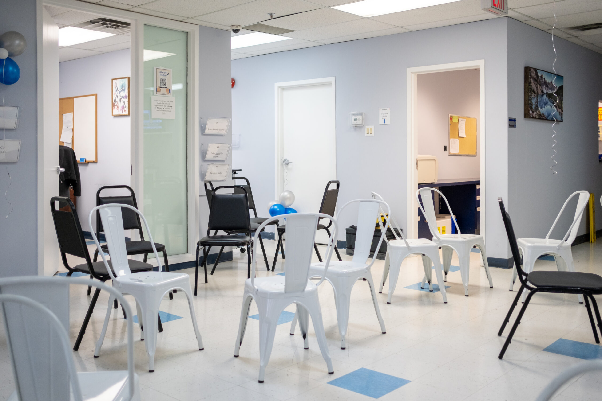 Chairs organized in the clinic